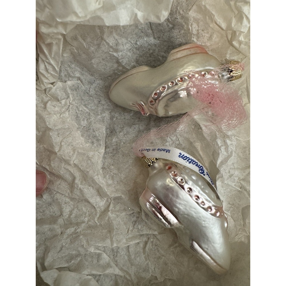 Lauscha Glas‎ Collection Christmas Ornaments VTG Pink Ballerina Hearts Set Of 8